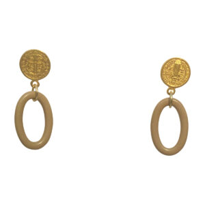 BerNice Classics Gold Tone Classic Roman Coin Top Pink Resin Bottom