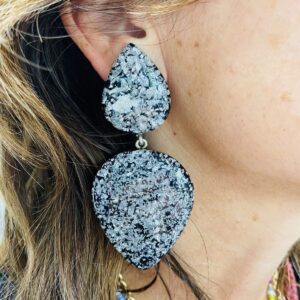 BerNice Clips Earring Black and Silver Sparkle