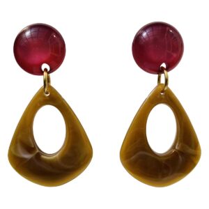 BerNice Clip Earring burgundy red and light brown