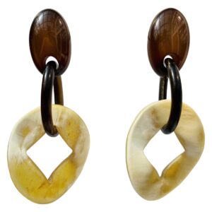 BerNice Clip Earring brown black and natural horn