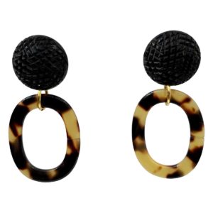 BerNice Clip Earring Black Brown Top,tortoise design