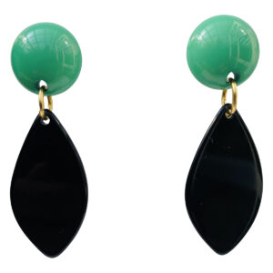 BerNice Clip Earring Green Top Black Element and Gold