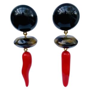 BerNice Clips Earring Black and Red 3 piece