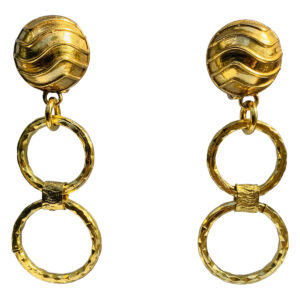 BerNice Clips Earring Gold Top and Hamered Rings