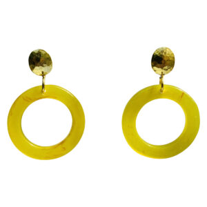 Italian Resin Earring Green Color Hamered Top