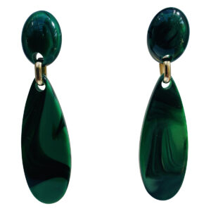Italian Resin Earring Green Marbeled Design